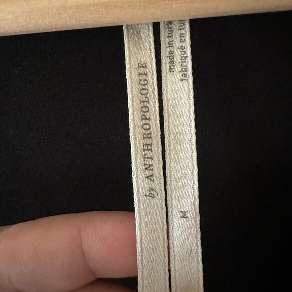 Anthropologie Black V Neck Draped Cross Front Slinky Tank Blouse Size M - Picture 2 of 7